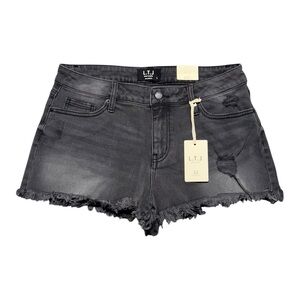 Letter‎ to Juliet Washed Black Denim Shorts Womens Large NWT Distressed Casual